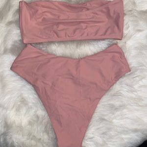 Blush Colored Bandeau Bikini Two Piece Swimsuit